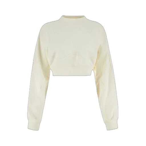 Off-White Long-Sleeved Crewneck Cropped Sweatshirt