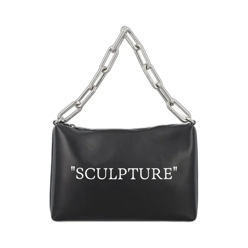 Off-White Block Pouch Quote Zip-Up Clutch Bag