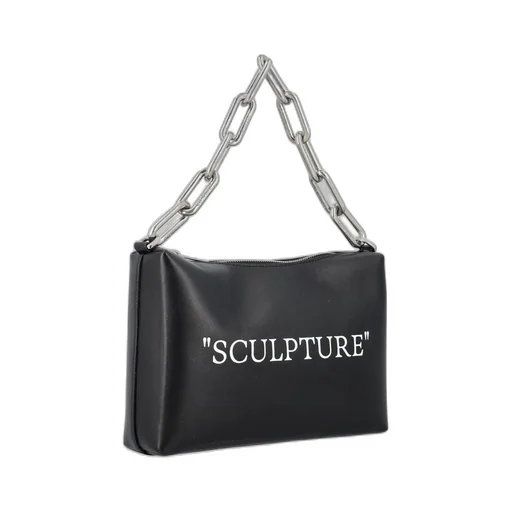 Off-White Block Pouch Quote Zip-Up Clutch Bag