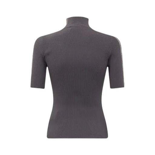 Off-White Mock-Neck Ribbed Knitted Top