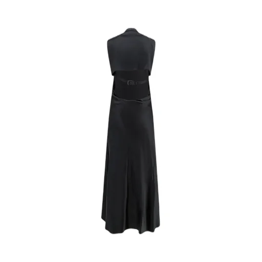 Off-White V-Neck Open-Back Midi Dress