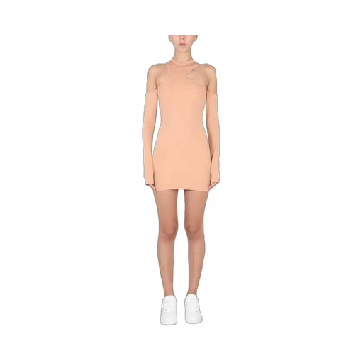 Off-White Logo Detailed Asymmetric Mini Dress