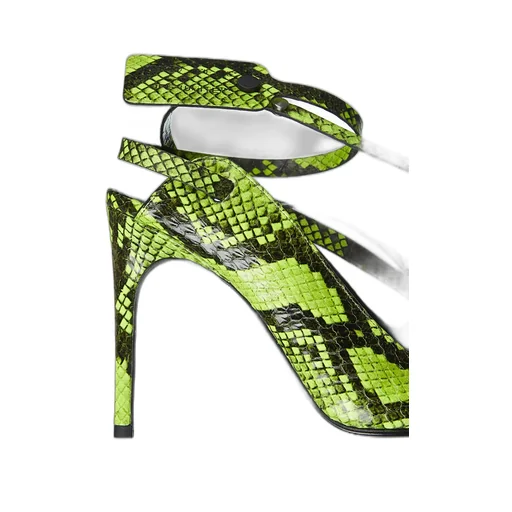 Off-White Embossed Ankle Strap Sandals