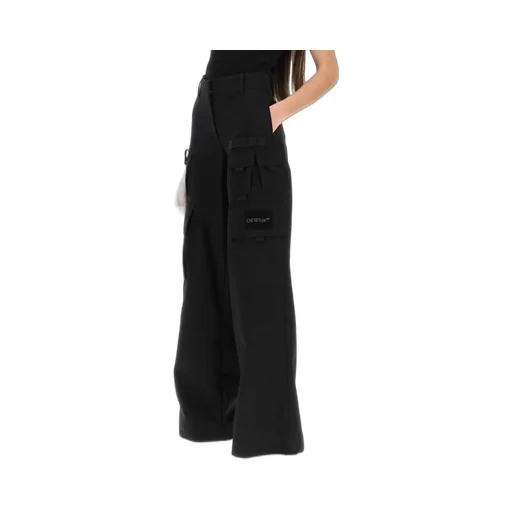 Off-White Logo Detailed Wide Leg Trousers