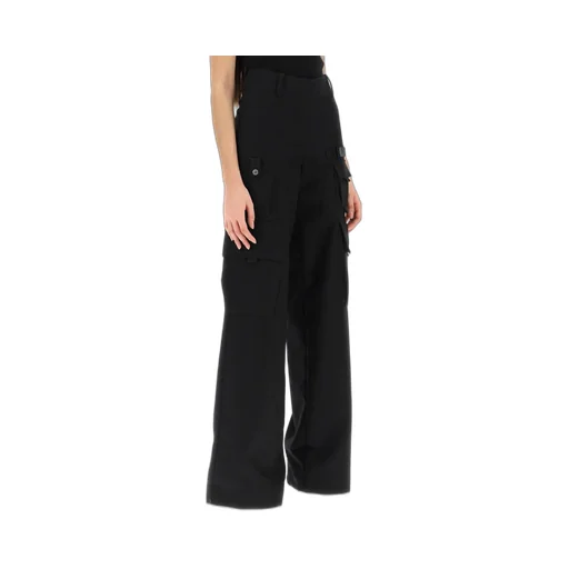 Off-White Logo Detailed Wide Leg Trousers