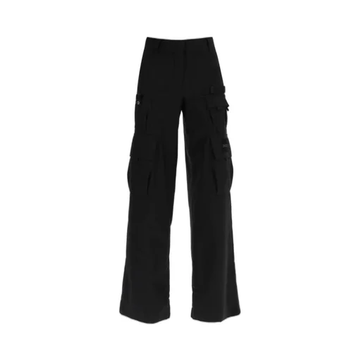 Off-White Logo Detailed Wide Leg Trousers