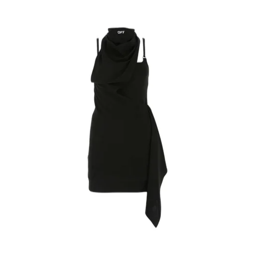 Off-White Logo Detail Draped Mini Dress