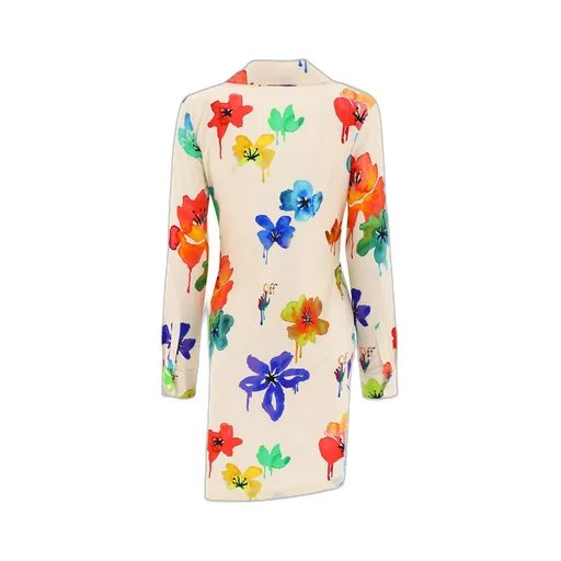 Off-White Floral Printed Shirt Dress