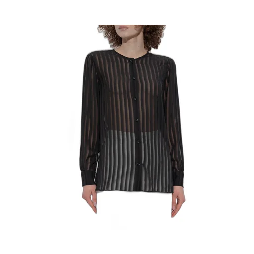 Officine GÉNÉRale Sheer Striped Button-Up Top