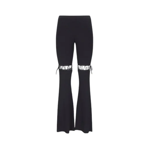 Nensi Dojaka Mid-Rise Lace-Up Ribbed Trousers
