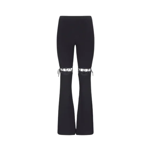 Nensi Dojaka Mid-Rise Lace-Up Ribbed Trousers