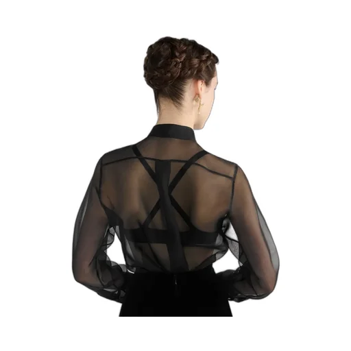 Blouse With Ruffled Neckline