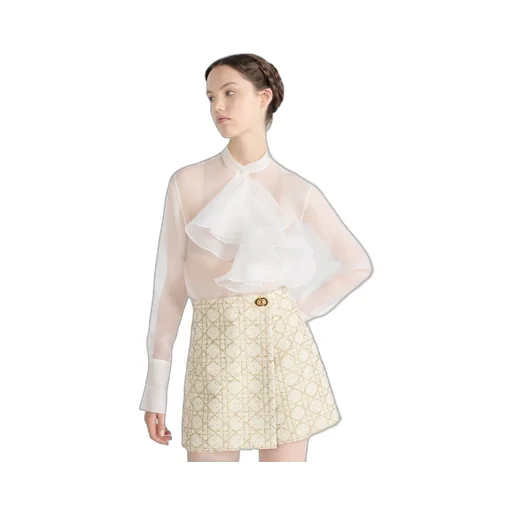 Blouse With Ruffled Neckline