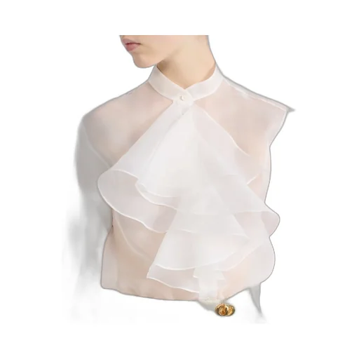 Blouse With Ruffled Neckline