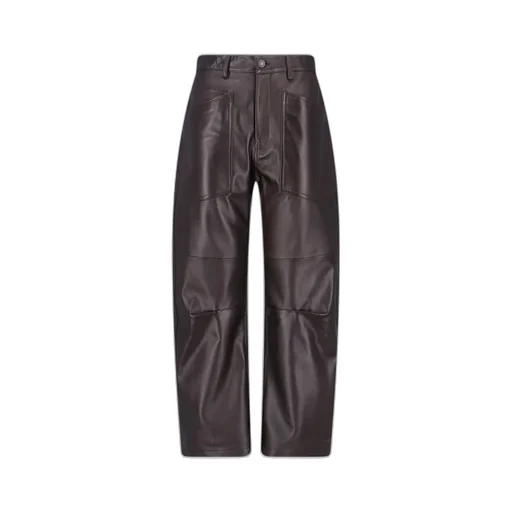 Nili Lotan Curved Leg Leather Trousers