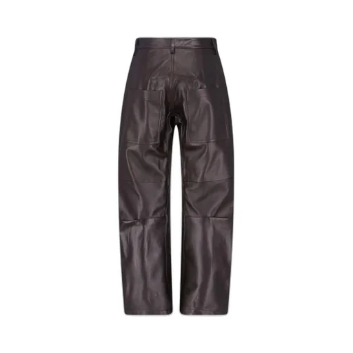 Nili Lotan Curved Leg Leather Trousers