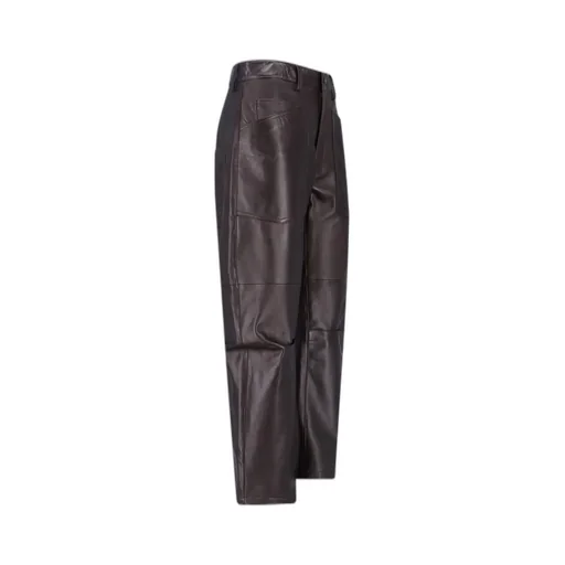 Nili Lotan Curved Leg Leather Trousers