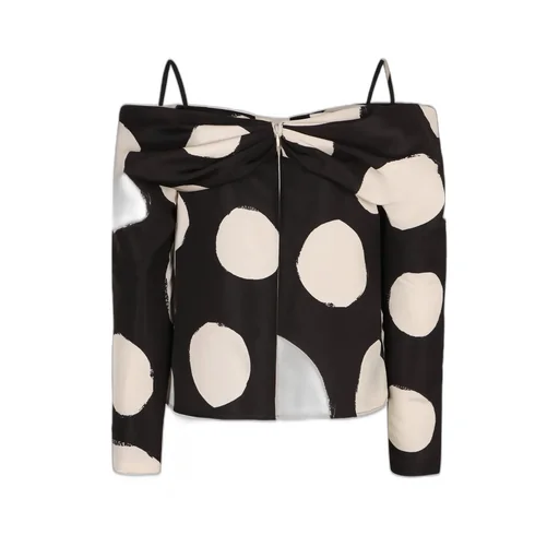 Nina Ricci Polka-Dot Off Shoulder Top