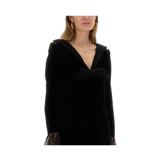 Nina Ricci Bow Embellished Velvet Mini Dress
