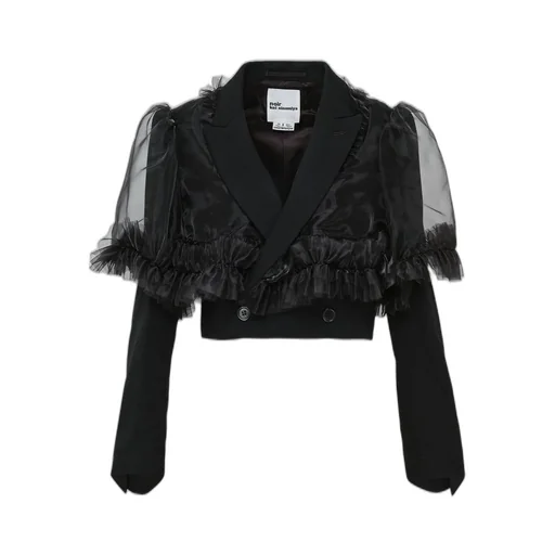 Noir Kei Ninomiya Tulle Overlay Cropped Blazer