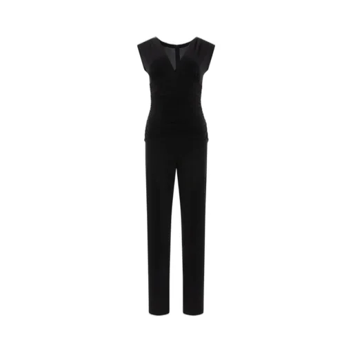 Norma Kamali V-Neck Ruched Plunge Jumpsuit