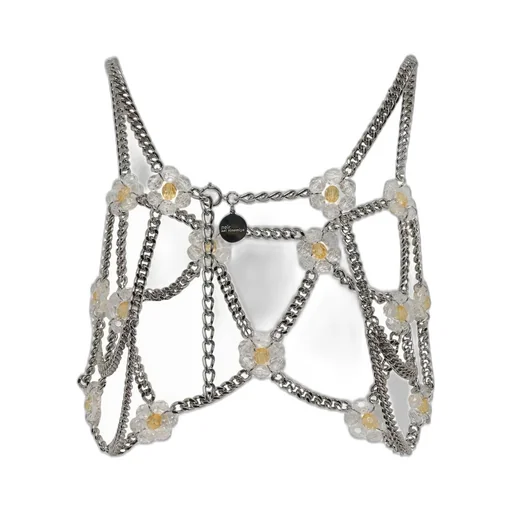 Noir Kei Ninomiya Flower-Embellished Chain Harness