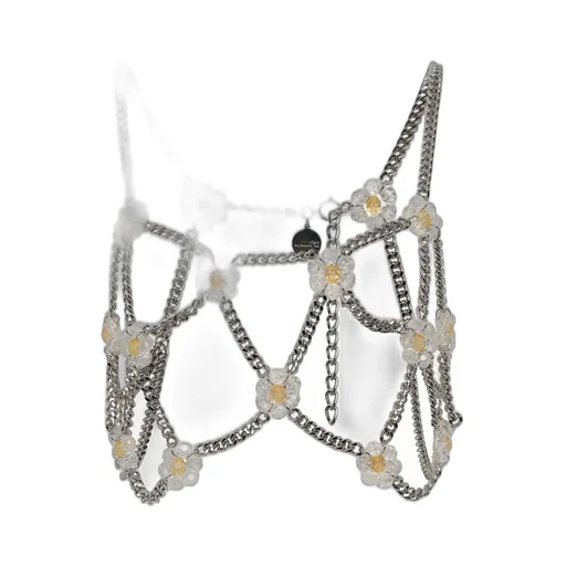 Noir Kei Ninomiya Flower-Embellished Chain Harness