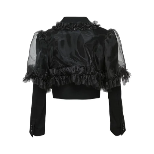 Noir Kei Ninomiya Tulle Overlay Cropped Blazer