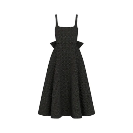 Mid-Length Microcannage Flared Dress