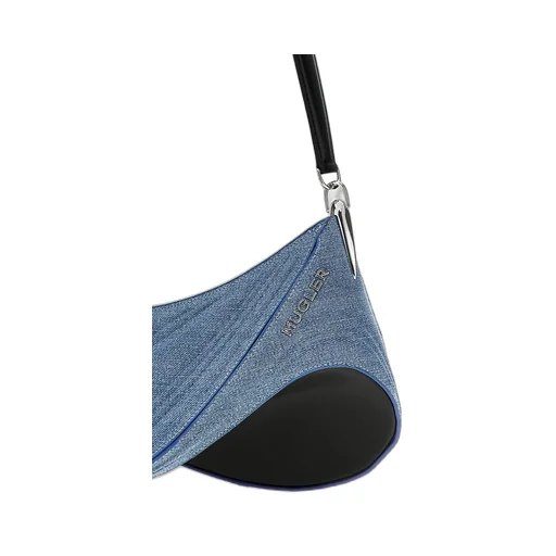 Mugler Medium Denim Spiral Curve 01 Denim Shoulder Bag