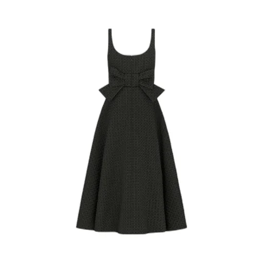 Mid-Length Microcannage Flared Dress