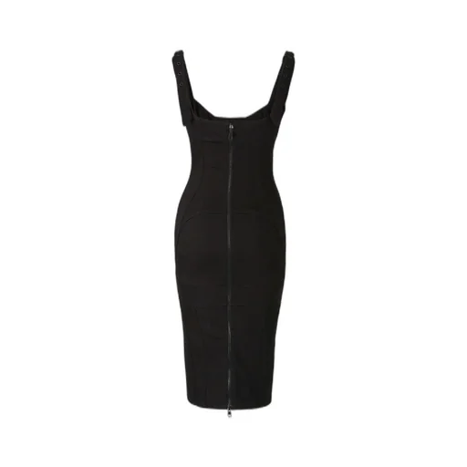 Mugler Bi-Color Buckled Denim Dress