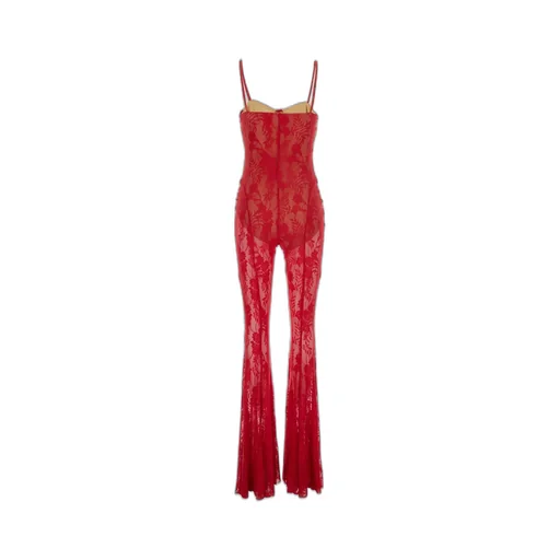 Norma Kamali Lace Detailed Flared-Leg Jumpsuit