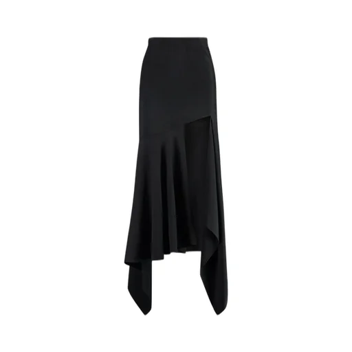Mugler Gabardine Asymmetric Midi Skirt