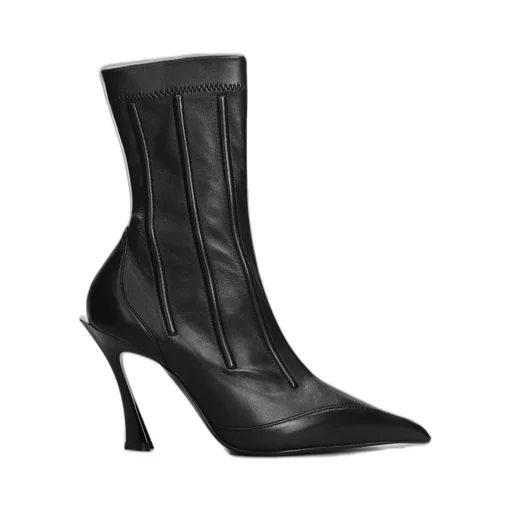 Mugler Seam Detailed Pointed Toe Ankle Boots