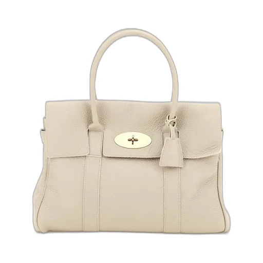 Mulberry Pebbled-Textured Detail Top-Handle Tote Bag