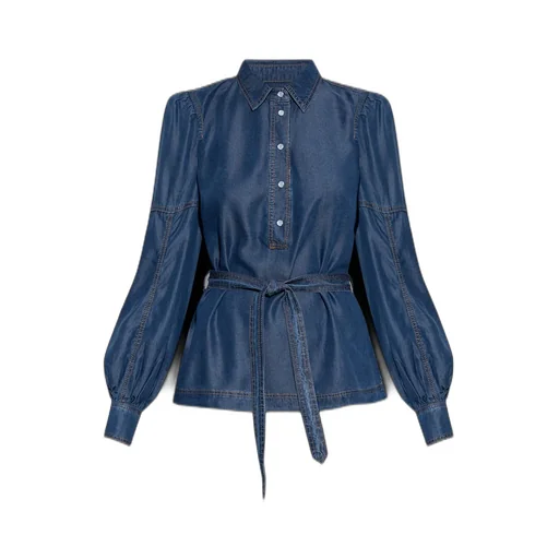 Munthe Pikine Tie-Waisted Denim Shirt