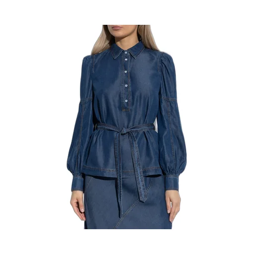 Munthe Pikine Tie-Waisted Denim Shirt