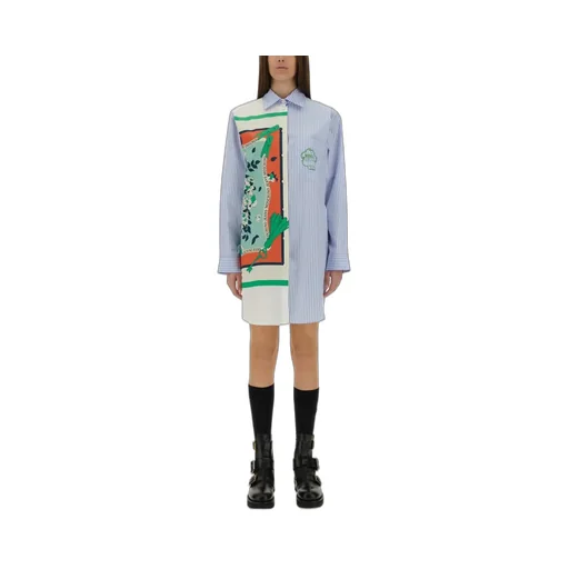Moschino Jeans Patchwork Curved Hem Shirt Dress