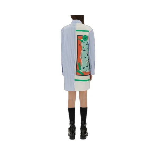 Moschino Jeans Patchwork Curved Hem Shirt Dress