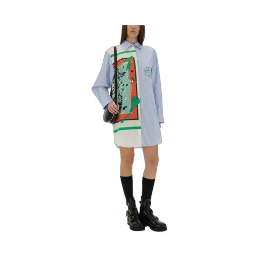 Moschino Jeans Patchwork Curved Hem Shirt Dress