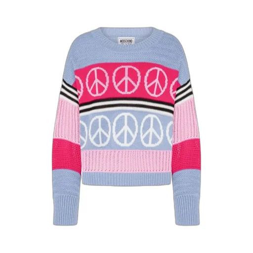 Moschino Jeans Peace-Sign Intarsia Crewneck Jumper