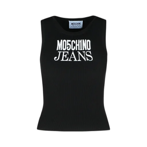 Moschino Jeans Logo Printed Knitted Tank Top