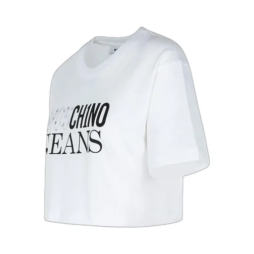 Moschino Jeans Logo Printed Cropped Jersey T-Shirt