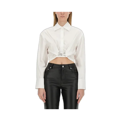 Moschino Jeans Ruched Detail Poplin Cropped Shirt