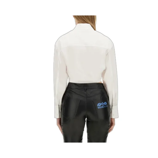 Moschino Jeans Ruched Detail Poplin Cropped Shirt