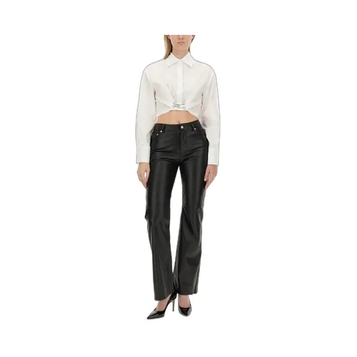 Moschino Jeans Ruched Detail Poplin Cropped Shirt