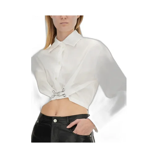 Moschino Jeans Ruched Detail Poplin Cropped Shirt