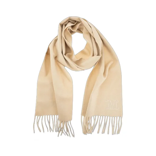 Max Mara Wkclara Logo Embroidered Fringed Edge Scarf