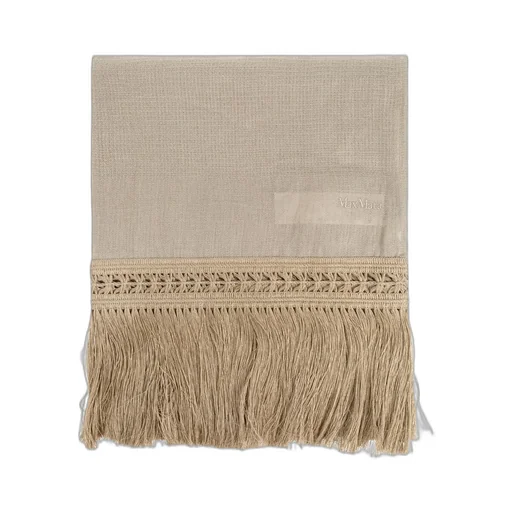 Max Mara Logo Embroidered Fringed Scarf